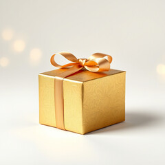A beautiful golden gift box design with a white background color.