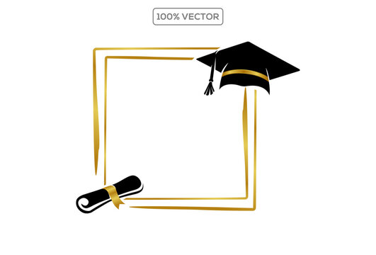 square Traditional Graduation Hat with frame isolated on transparent background. Congrats Graduates concept.