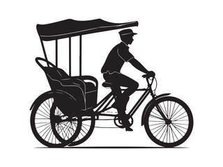 Obraz premium Classic Rickshaw Black Vector Design Illustration.
