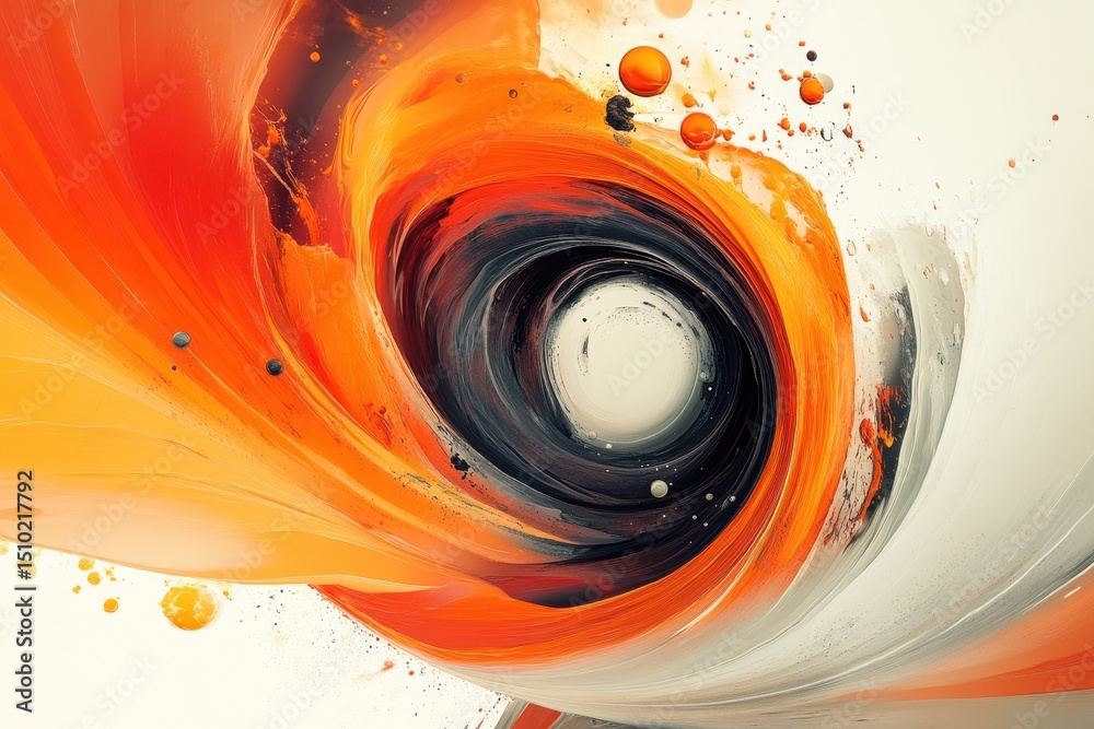 Poster abstract vortex: an abstract image featuring a mesmerizing swirl of vibrant orange and dark hues, cr
