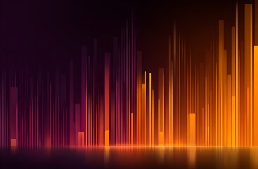 Abstract gradient background with purple and orange tones, featuring vertical lines of different thickness on a dark blurred backdrop, creating a sense of motion, depth