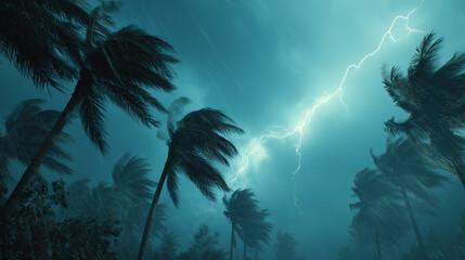 Obraz premium Strong Tropical Winds in Night Storm