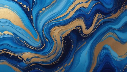 Abstract blue and gold marble texture background
