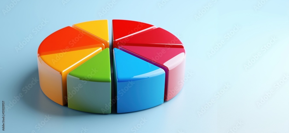 Poster colorful pie chart model representing data visualization and analysis concepts