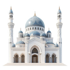 Fototapeta premium Front view of the Asfi Mosque isolated on a white transparent background
