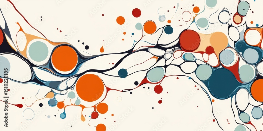 Poster abstract dot connection: a vibrant abstract illustration features interconnected dots and organic li