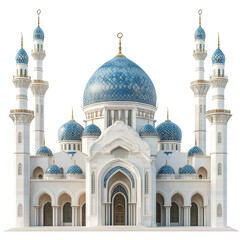 Fototapeta premium Front view of the Djinguereber Mosque isolated on a white transparent background