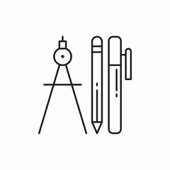 Technical compass pens icon vector sign
