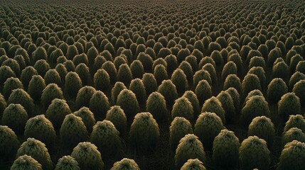 Obraz premium Surreal Field of Fuzzy Green Eggs Artistic Landscape