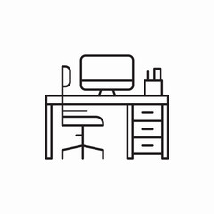 work desk computer icon vector sign