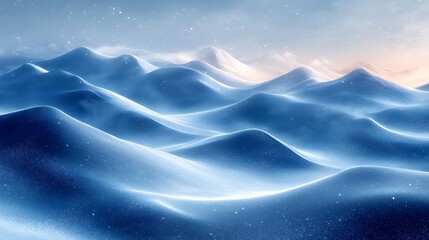 Obraz premium Abstract illustration of a blue winter landscape with snowy mountains in high resolution image