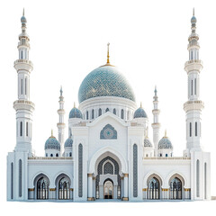 Fototapeta premium Front view of the King Faisal Mosque in Sharjah isolated on a white transparent background