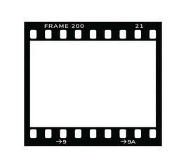 Film frame photo strip high-resolution blank filter. 35mm scan template texture effect. Trendy editable camera roll social stories design. Isolated vintage analog transparent empty scratches mockup.