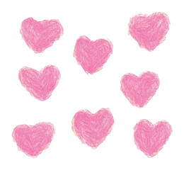 PNG Pink hearts shape illustration hand-drawn artistic.
