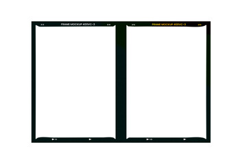 Film frame photo strip high-resolution blank filter. 35mm scan template texture effect. Trendy editable camera roll social stories design. Isolated vintage analog transparent empty scratches mockup.
