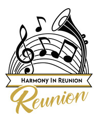 Harmony in Reunion Musical Reunion Event Logo Design