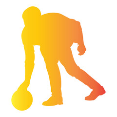 Bowling Player Silhouette. Vector Illustration in Gradient Color Design.