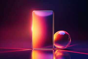 Mobile app background with orb and light