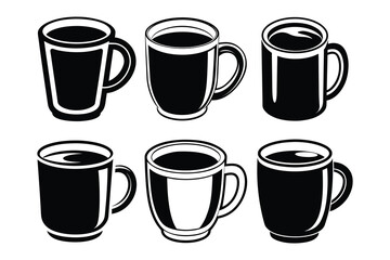 Vector illustration of a black coffee mug bundle set