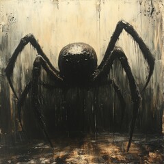 Dark, monstrous spider painting