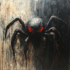 Dark, menacing spider, textured