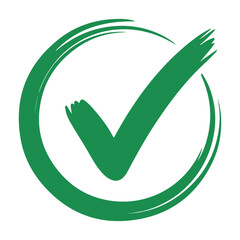 Green check mark symbol in circle signifying approval confirmation and validation