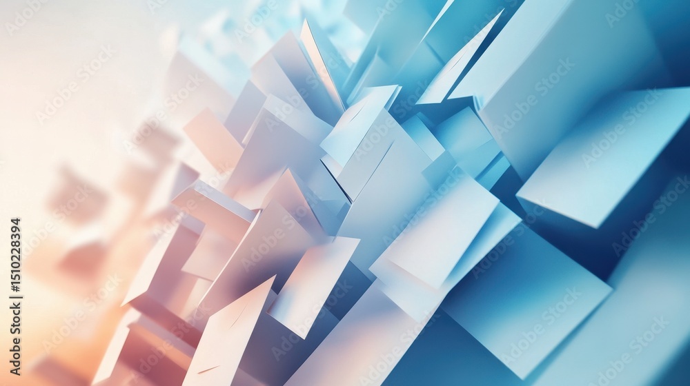 Poster abstract geometric harmony: an abstract composition of layered rectangular forms in shades of blue, 