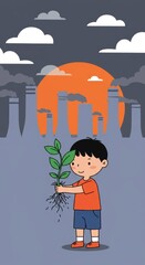A Child's Hope: Planting a Future Amidst Industrial Pollution