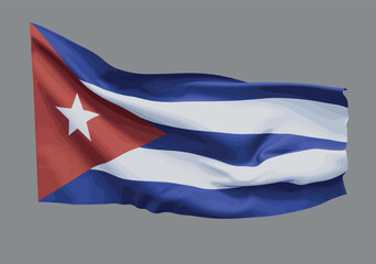 Waving flag of the Republic of Cuba. Vector.