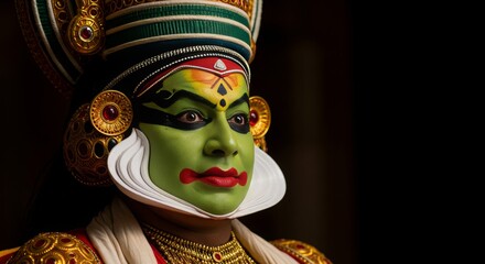 Kathakali Dancers in Traditional Costume and Makeup