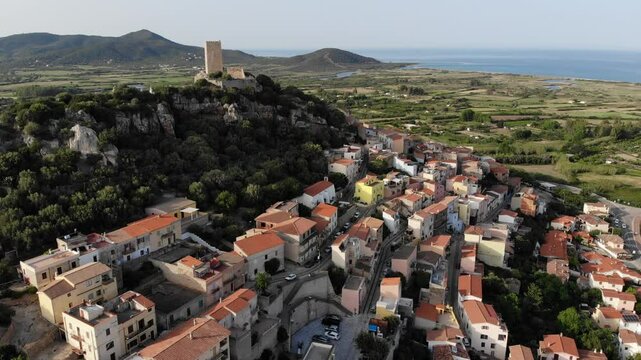 Posada town skyline in Sardinia, Italy. Posada in Province of Nuoro.