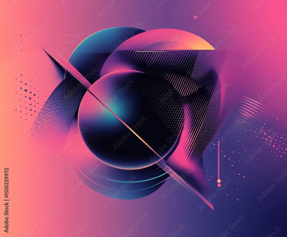 Poster abstract geometric sphere: a mesmerizing digital artwork showcasing a gradient composition of abstra