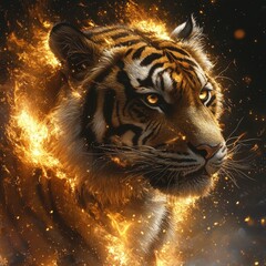 Fiery tiger portrait