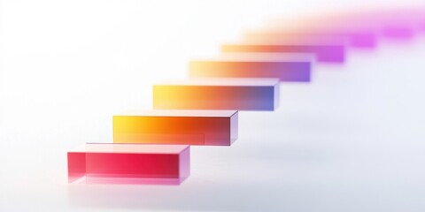 Obraz premium Ascending to Progress: A conceptual image depicting a staircase of achievement, each step a vibrant, colorful platform leading toward an unseen goal.