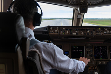 Boeing 777 Piloten im Cockpit 