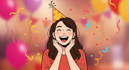 Happy Birthday Girl Celebrates with Joyful Confetti