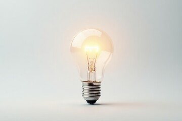 Single lightbulb against stark white backdrop, wisdom, inspiration