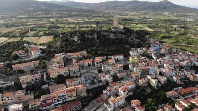 Posada town skyline in Sardinia, Italy. Posada in Province of Nuoro.