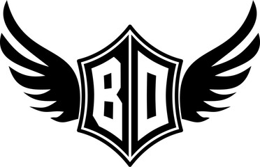 BO logo emblem with winged and shield template