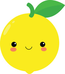 Kawaii fruit clipart design of lemon on transparent background.