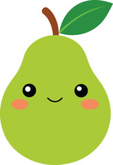 Kawaii fruit clipart design of pear, vector illustration