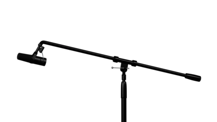 Professional dynamic microphone on boom stand isolated on transparent background
