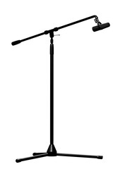 Professional dynamic microphone on boom stand isolated on transparent background