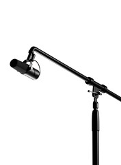 Professional dynamic microphone on boom stand isolated on transparent background