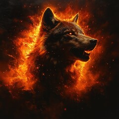 Fiery Wolf Portrait