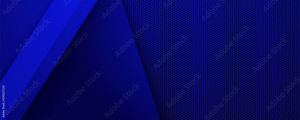 Wall mural futuristic blue abstract background with hexagonal pattern and diagonal stripes
