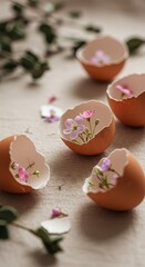 Eggshells and Delicate Spring Blossoms