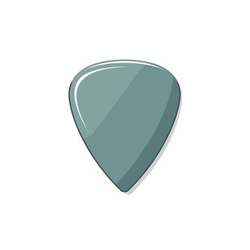 Isolated Gray Guitar Pick on White Background, Musical Instrument Accessory Illustration for Musicians