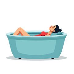Woman Relaxing in a Bathtub: A Moment of Serenity and Self-Care Illustration