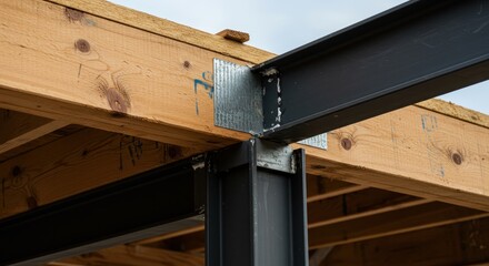 Steel Beam and Wooden Structure Intersection